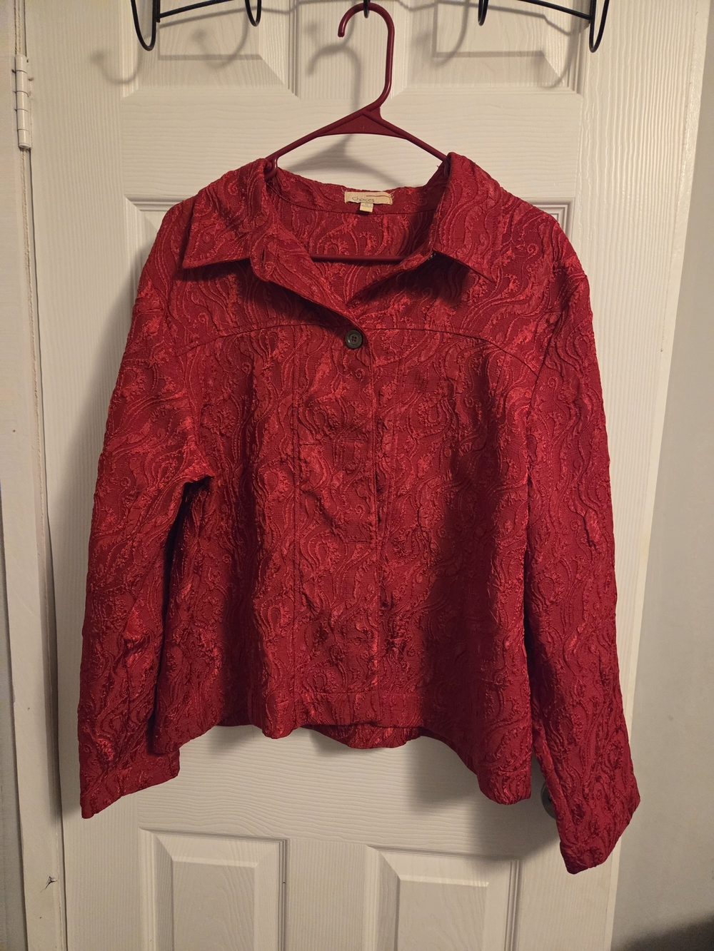 Choices Red Paisley-Textured Button Front Shirt